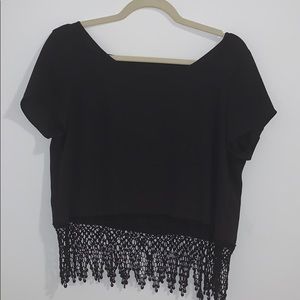 Black lace-bottom Blouse